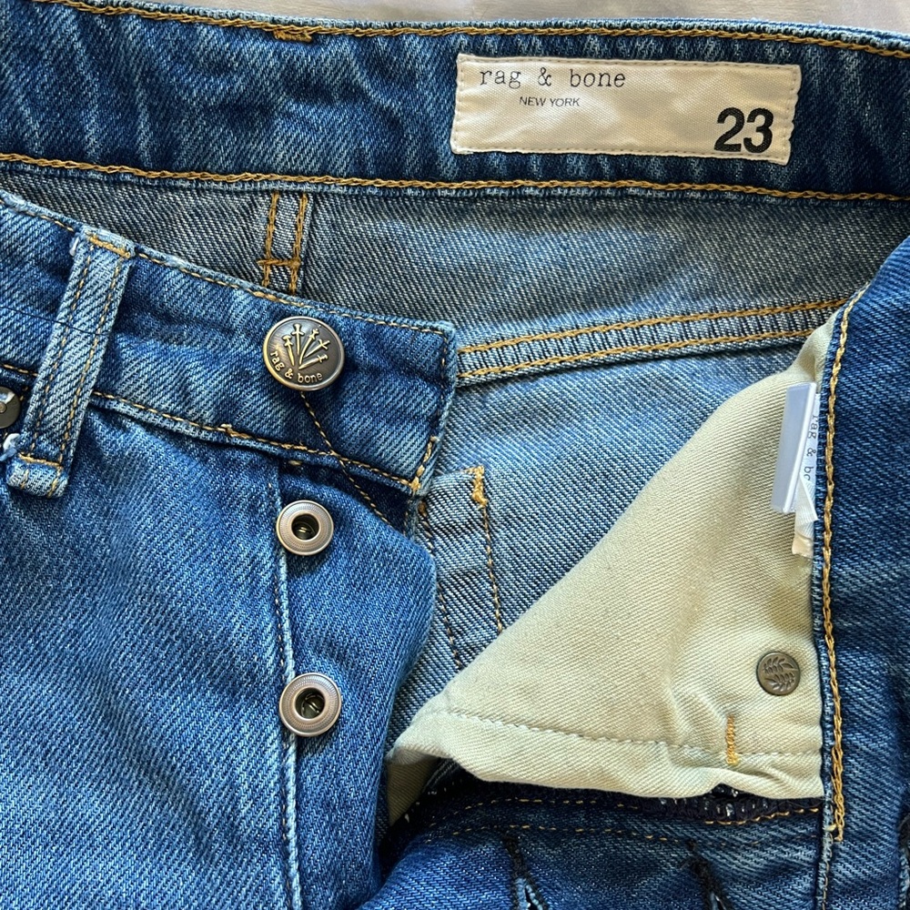 Rag & Bone Blue Wide Leg Jeans - Picture 5 of 7